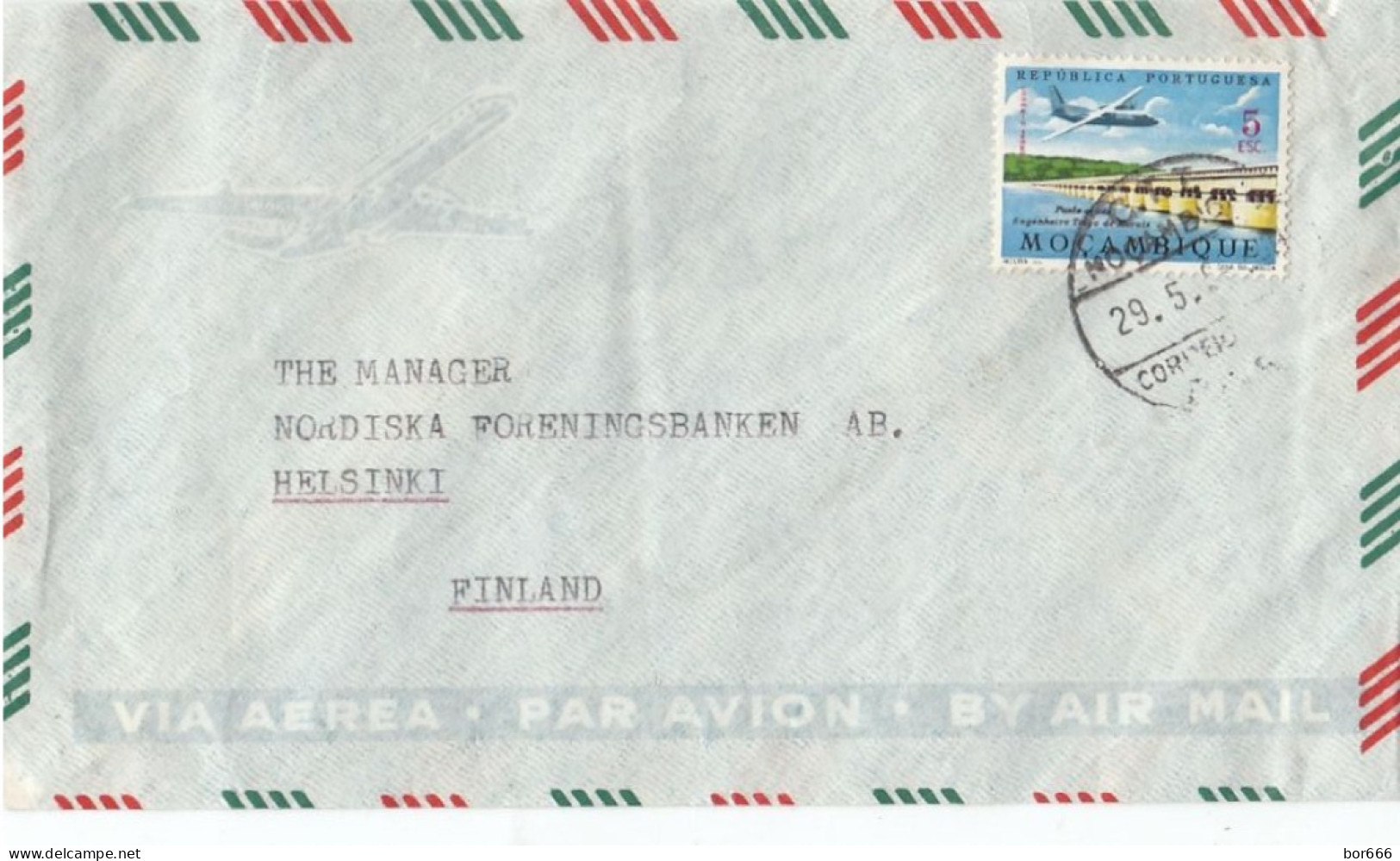 GOOD MOZAMBIQUE Postal Cover To FINLAND 1969 - Good Stamped: Dam Bridge ; Airplane - Mozambique