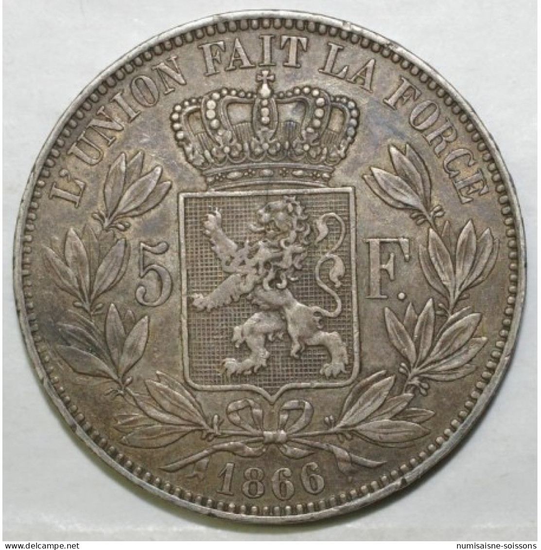 BELGIUM - KM 24 - 5 FRANCS 1866 - POINT APRES LE F - LEOPOLD II -  TTB - 5 Francs