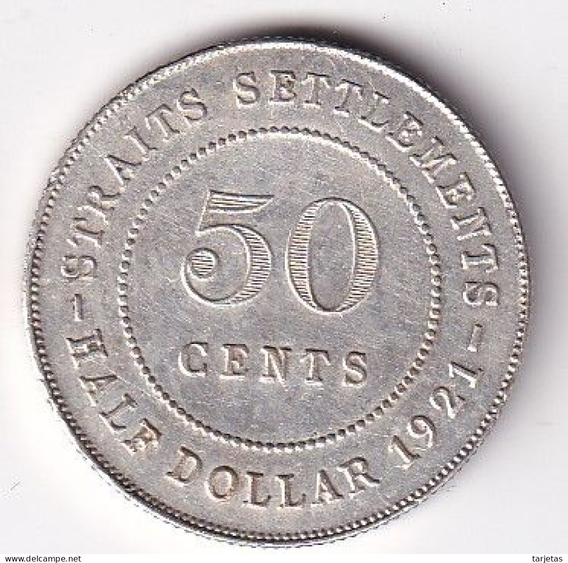 MONEDA DE PLATA DE STRAITS SETTLEMENTS DE 50 CENTS DEL AÑO 1921 (COIN) SILVER-ARGENT - Colonias