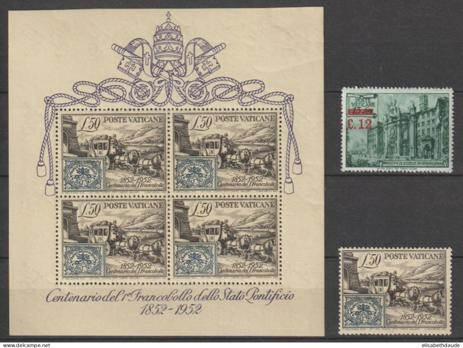 VATICAN - 1952 - ANNEE COMPLETE AVEC BLOC ! YVERT N°172/173 + BF 1 * MLH - COTE = 157 EUR - Ganze Jahrgänge