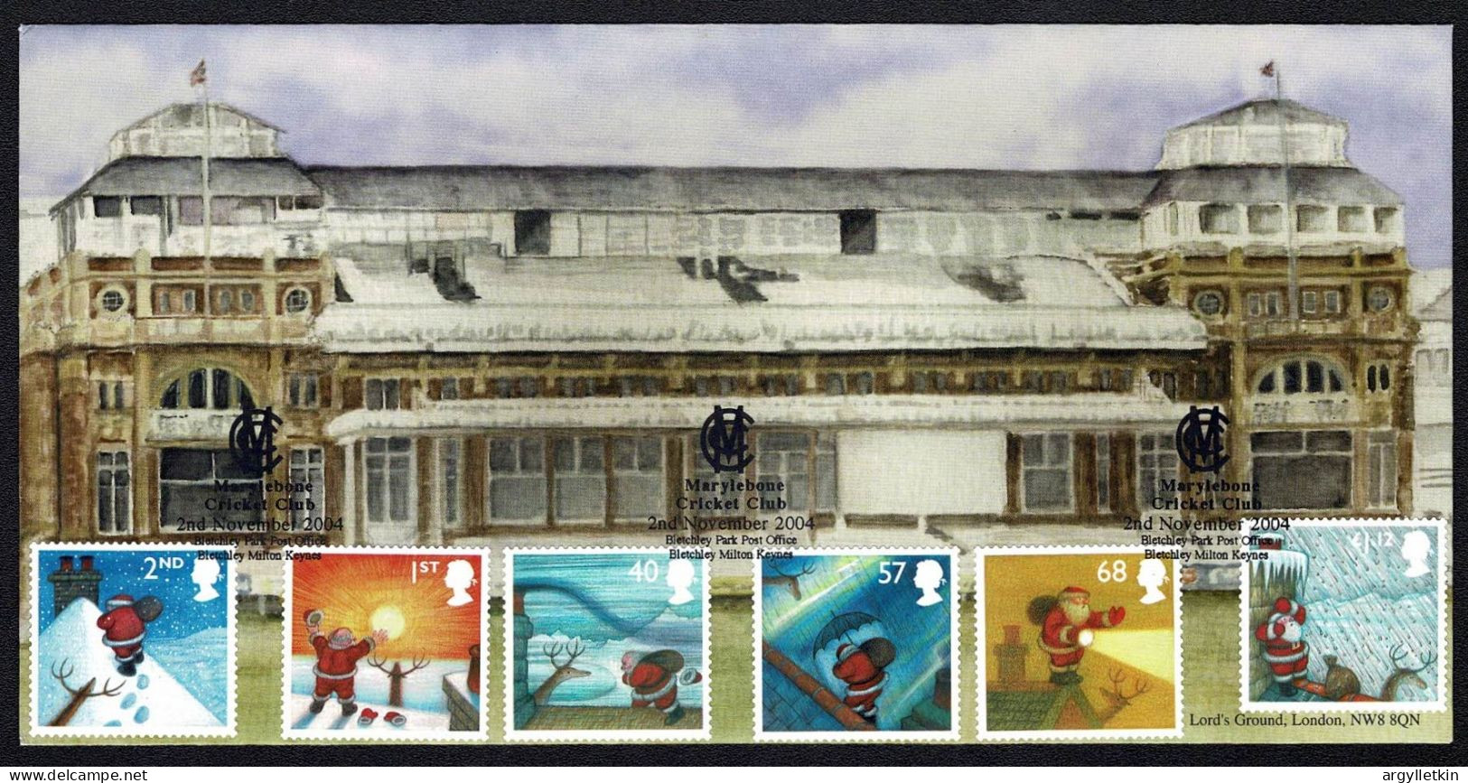 GB 2004 LORDS CRICKET CHRISTMAS ISSUE BLETCHLEY COVER - 2001-2010 Decimal Issues