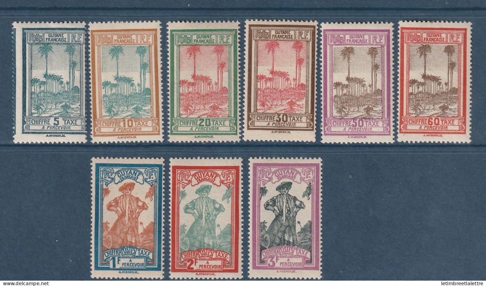 Guyane - Taxe - YT N° 13 à 21 ** - Neuf Sans Charnière - 1929 - Unused Stamps