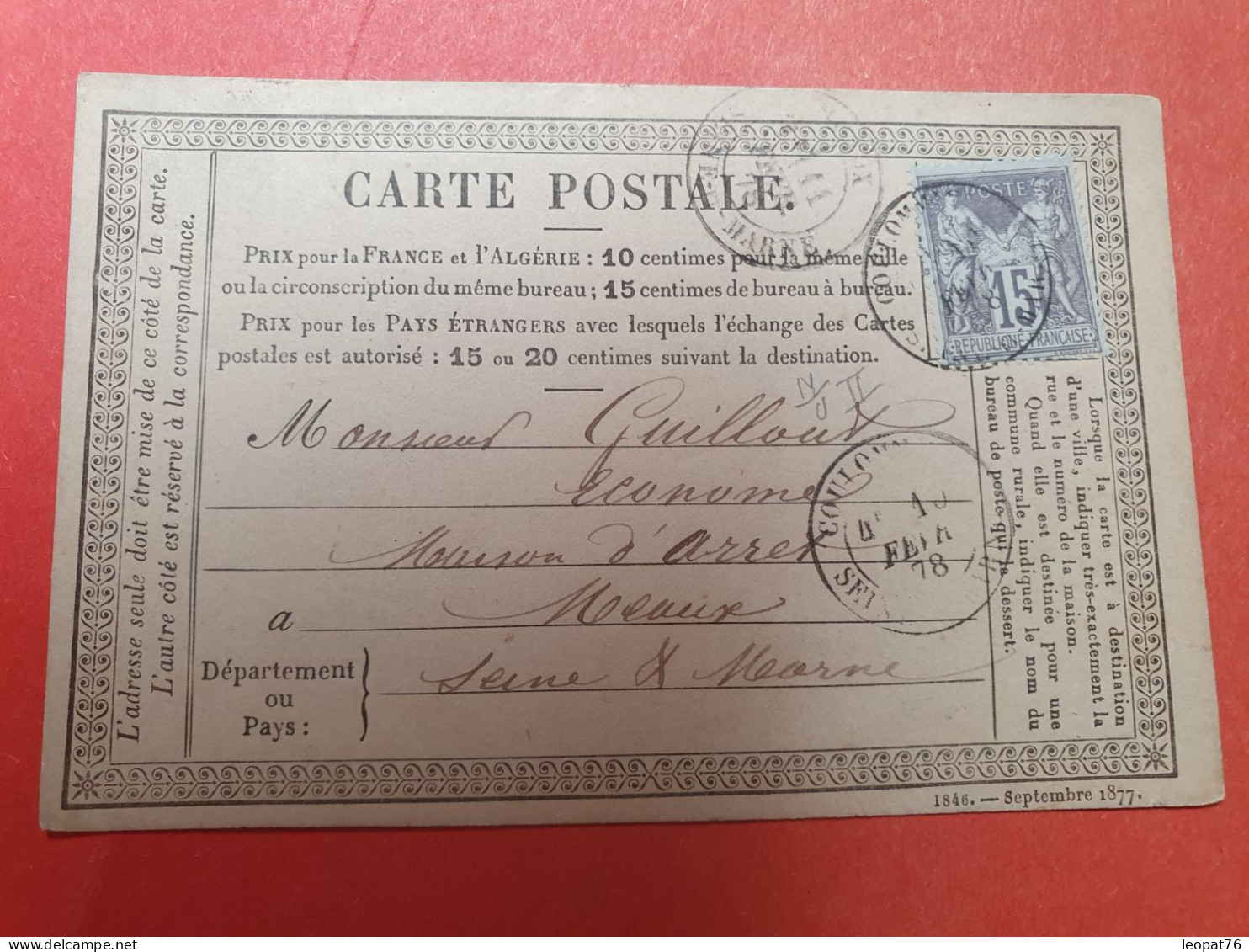 Carte Précurseur De Coulommiers Pour Meaux En 1878 - Réf 3491 - Precursor Cards