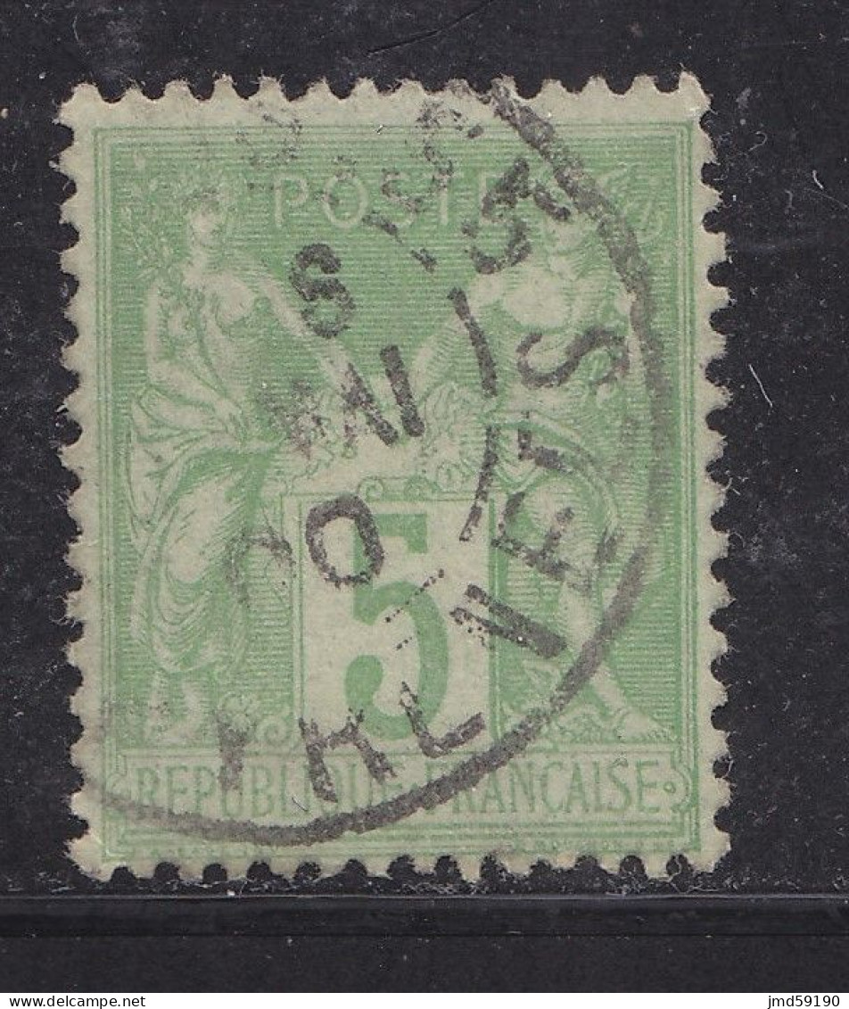 FRANCE Timbre Oblitéré N° 102, Type Sage 5c Vert-jaune Type 1 - 1898-1900 Sage (Tipo III)