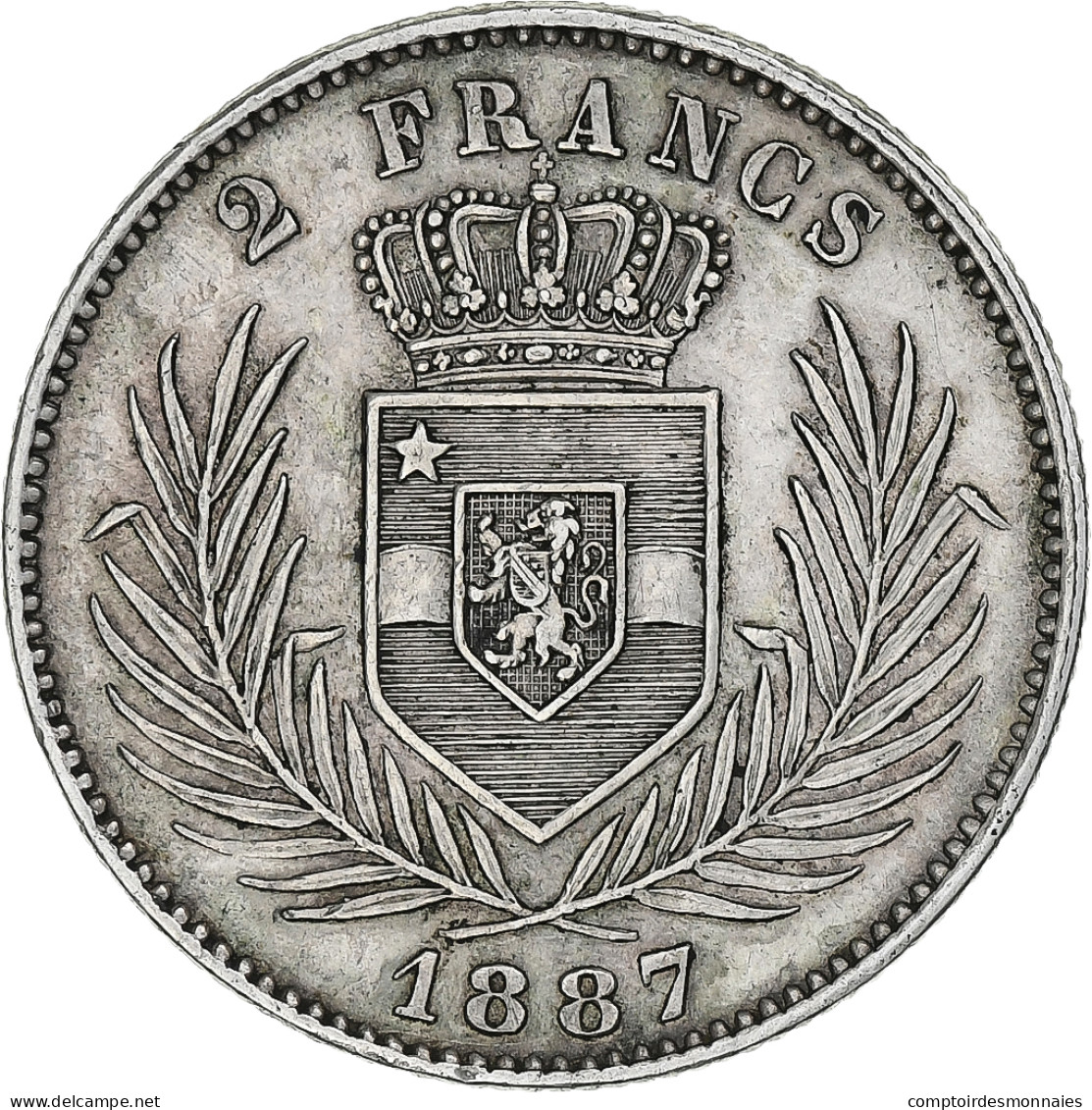 Congo Belge, Leopold II, 2 Francs, 1887, Bruxelles, Argent, SUP+, KM:7 - 1885-1909: Leopold II