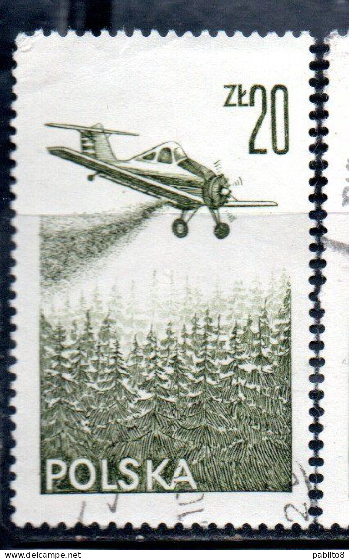 POLONIA POLAND POLSKA 1976 1978 AIR POST MAIL AIRMAIL CONTEMPORARY AVIATION PZL-106 KRUK SPRAYING PLANE 20g USED USATO - Oblitérés