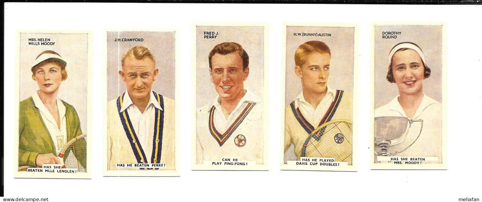 Z772 - CARTES CIGARETTES PHILLIPS - FRED PERRY / HELEN WILLS MOODY / BUNNY AUSTIN / DOROTHY ROUND / J.M. CRAWFORD - Other & Unclassified