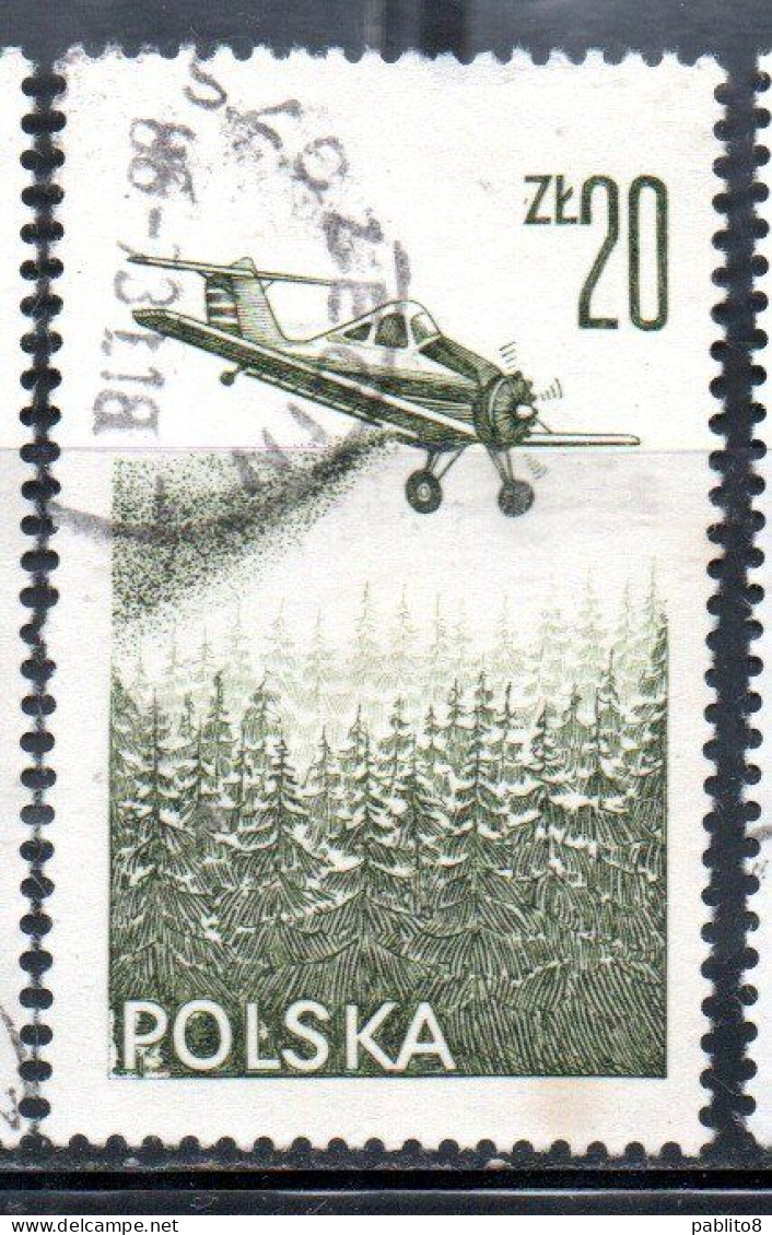 POLONIA POLAND POLSKA 1976 1978 AIR POST MAIL AIRMAIL CONTEMPORARY AVIATION PZL-106 KRUK SPRAYING PLANE 20g USED USATO - Oblitérés