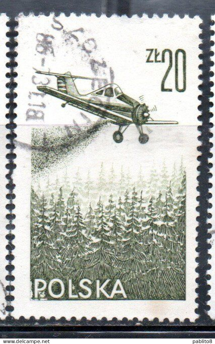 POLONIA POLAND POLSKA 1976 1978 AIR POST MAIL AIRMAIL CONTEMPORARY AVIATION PZL-106 KRUK SPRAYING PLANE 20g USED USATO - Used Stamps