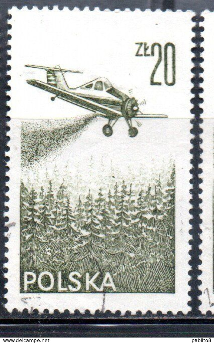 POLONIA POLAND POLSKA 1976 1978 AIR POST MAIL AIRMAIL CONTEMPORARY AVIATION PZL-106 KRUK SPRAYING PLANE 20g USED USATO - Usados