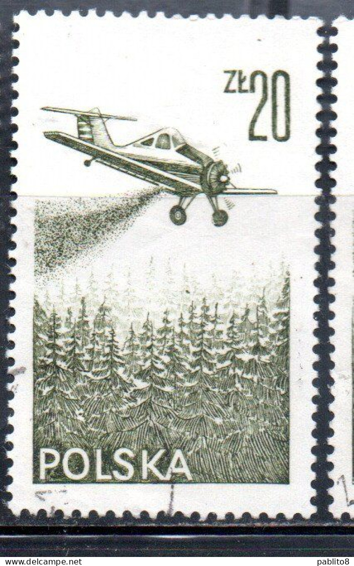 POLONIA POLAND POLSKA 1976 1978 AIR POST MAIL AIRMAIL CONTEMPORARY AVIATION PZL-106 KRUK SPRAYING PLANE 20g USED USATO - Gebraucht