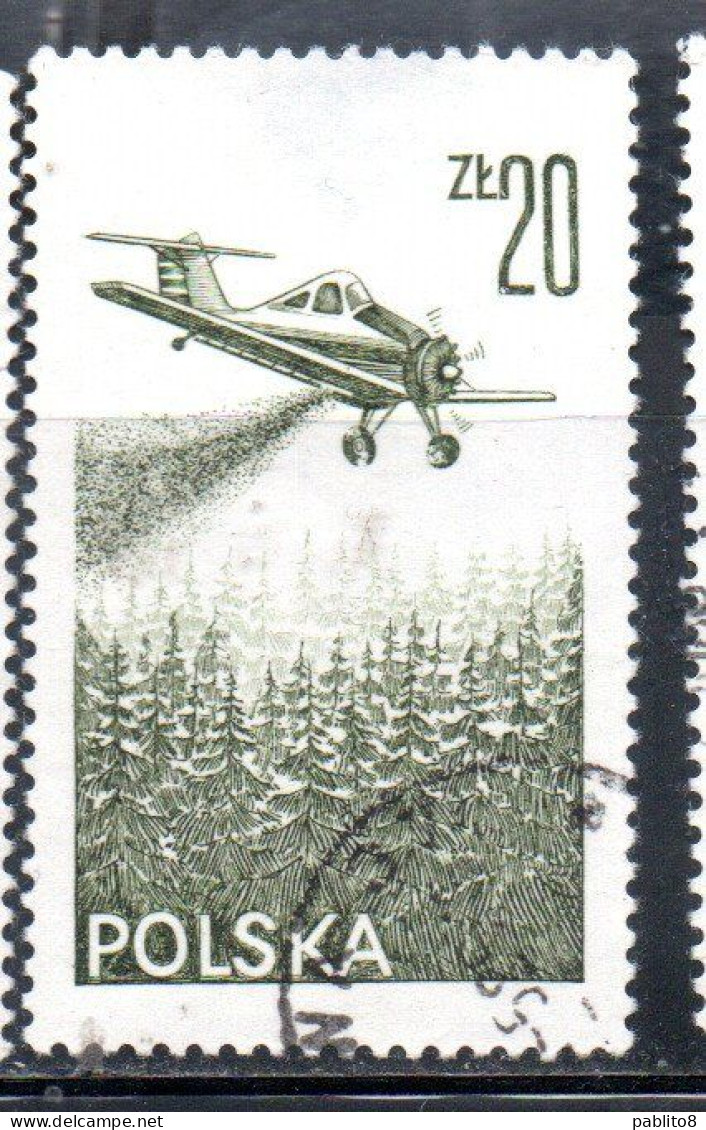 POLONIA POLAND POLSKA 1976 1978 AIR POST MAIL AIRMAIL CONTEMPORARY AVIATION PZL-106 KRUK SPRAYING PLANE 20g USED USATO - Used Stamps