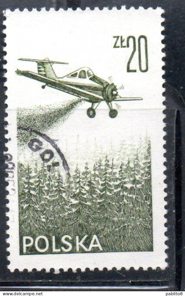 POLONIA POLAND POLSKA 1976 1978 AIR POST MAIL AIRMAIL CONTEMPORARY AVIATION PZL-106 KRUK SPRAYING PLANE 20g USED USATO - Used Stamps