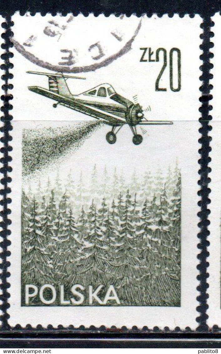 POLONIA POLAND POLSKA 1976 1978 AIR POST MAIL AIRMAIL CONTEMPORARY AVIATION PZL-106 KRUK SPRAYING PLANE 20g USED USATO - Oblitérés