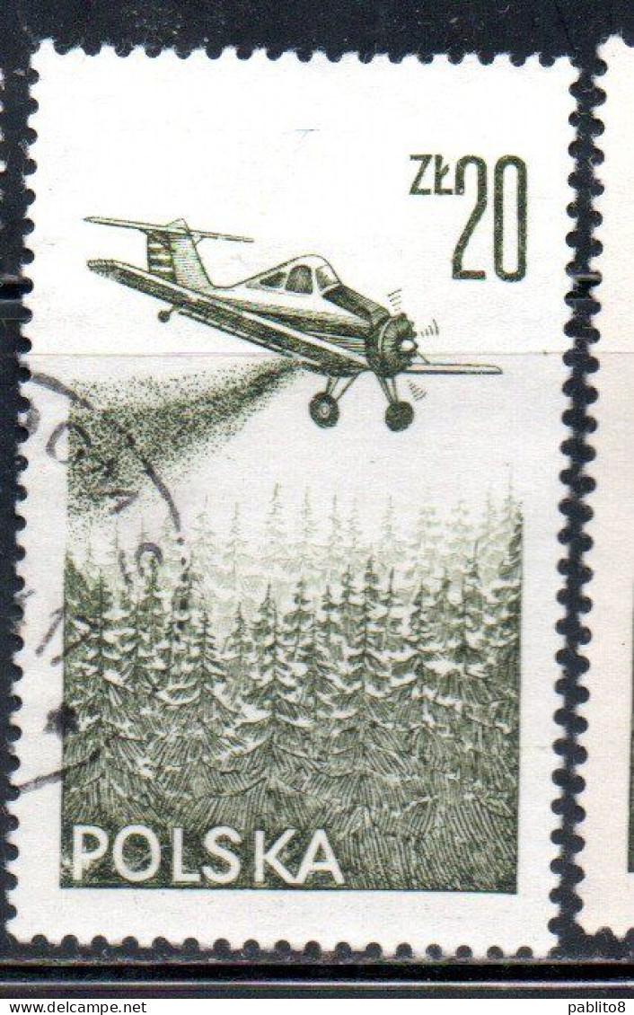 POLONIA POLAND POLSKA 1976 1978 AIR POST MAIL AIRMAIL CONTEMPORARY AVIATION PZL-106 KRUK SPRAYING PLANE 20g USED USATO - Usati