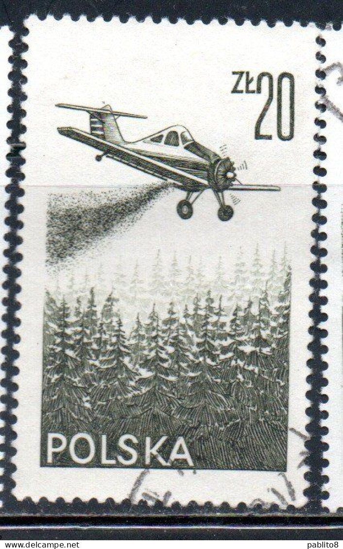 POLONIA POLAND POLSKA 1976 1978 AIR POST MAIL AIRMAIL CONTEMPORARY AVIATION PZL-106 KRUK SPRAYING PLANE 20g USED USATO - Usati