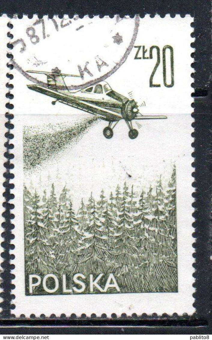 POLONIA POLAND POLSKA 1976 1978 AIR POST MAIL AIRMAIL CONTEMPORARY AVIATION PZL-106 KRUK SPRAYING PLANE 20g USED USATO - Used Stamps