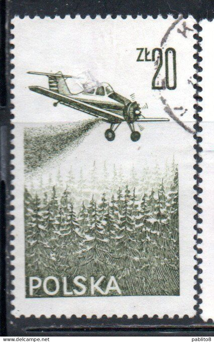 POLONIA POLAND POLSKA 1976 1978 AIR POST MAIL AIRMAIL CONTEMPORARY AVIATION PZL-106 KRUK SPRAYING PLANE 20g USED USATO - Oblitérés