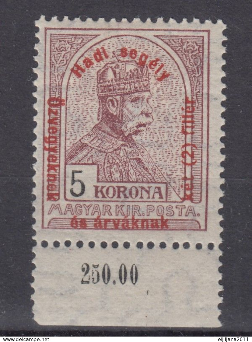 ⁕ Hungary 1915 Ungarn ⁕ War Charity (war Aid) Overprint Mi.178 Franz Joseph ⁕ 1v MH - Neufs