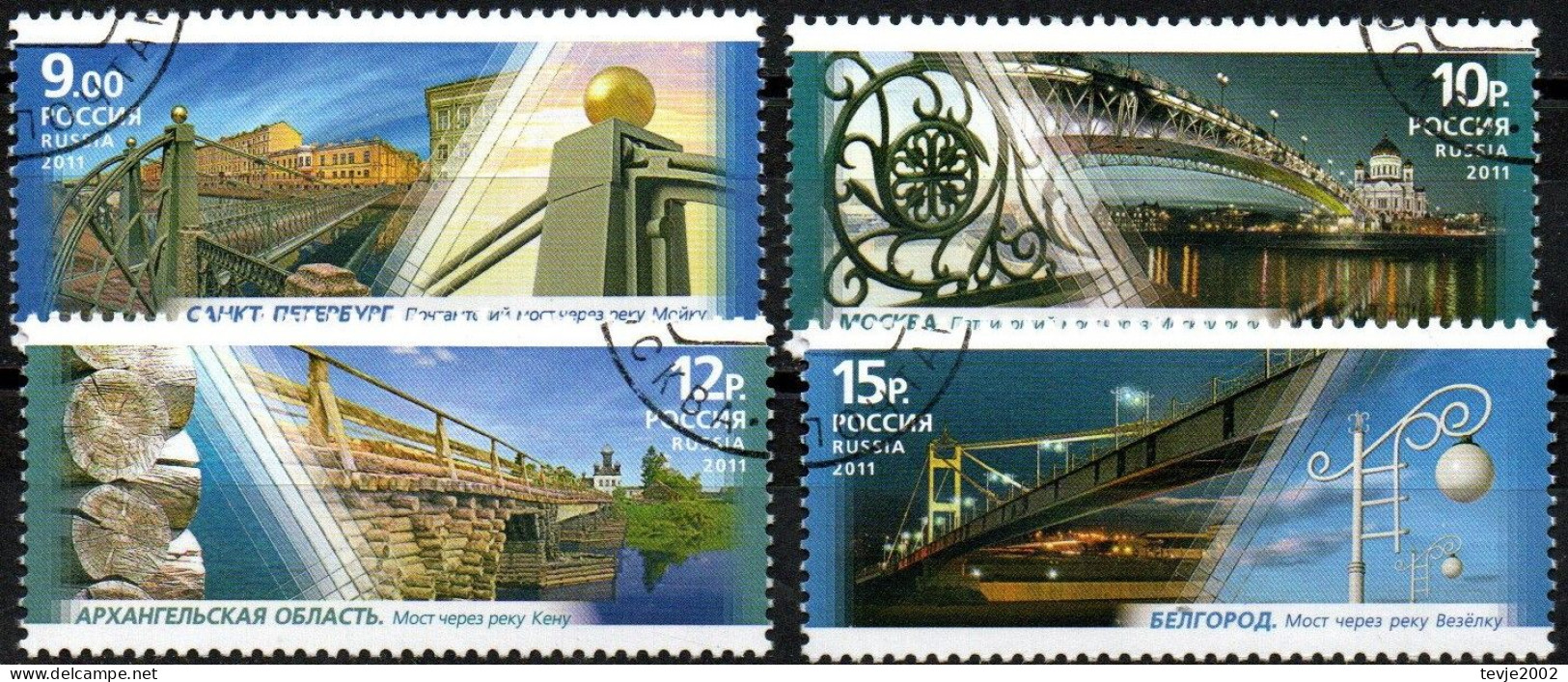 Rußland 2011 - Mi.Nr. 1733 - 1736 - Gestempelt Used - Brücken Bridges - Used Stamps