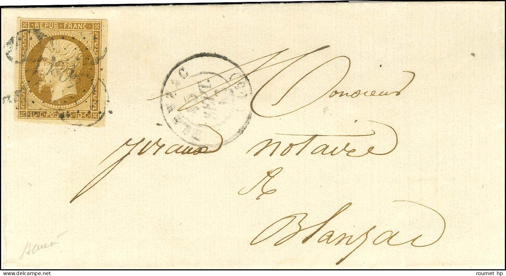 PC 408 + Taxe 25 DT / N° 9 Càd T 15 BLANZAC (15) Sur Lettre Locale. 1853. - TB. - R. - 1852 Louis-Napoleon