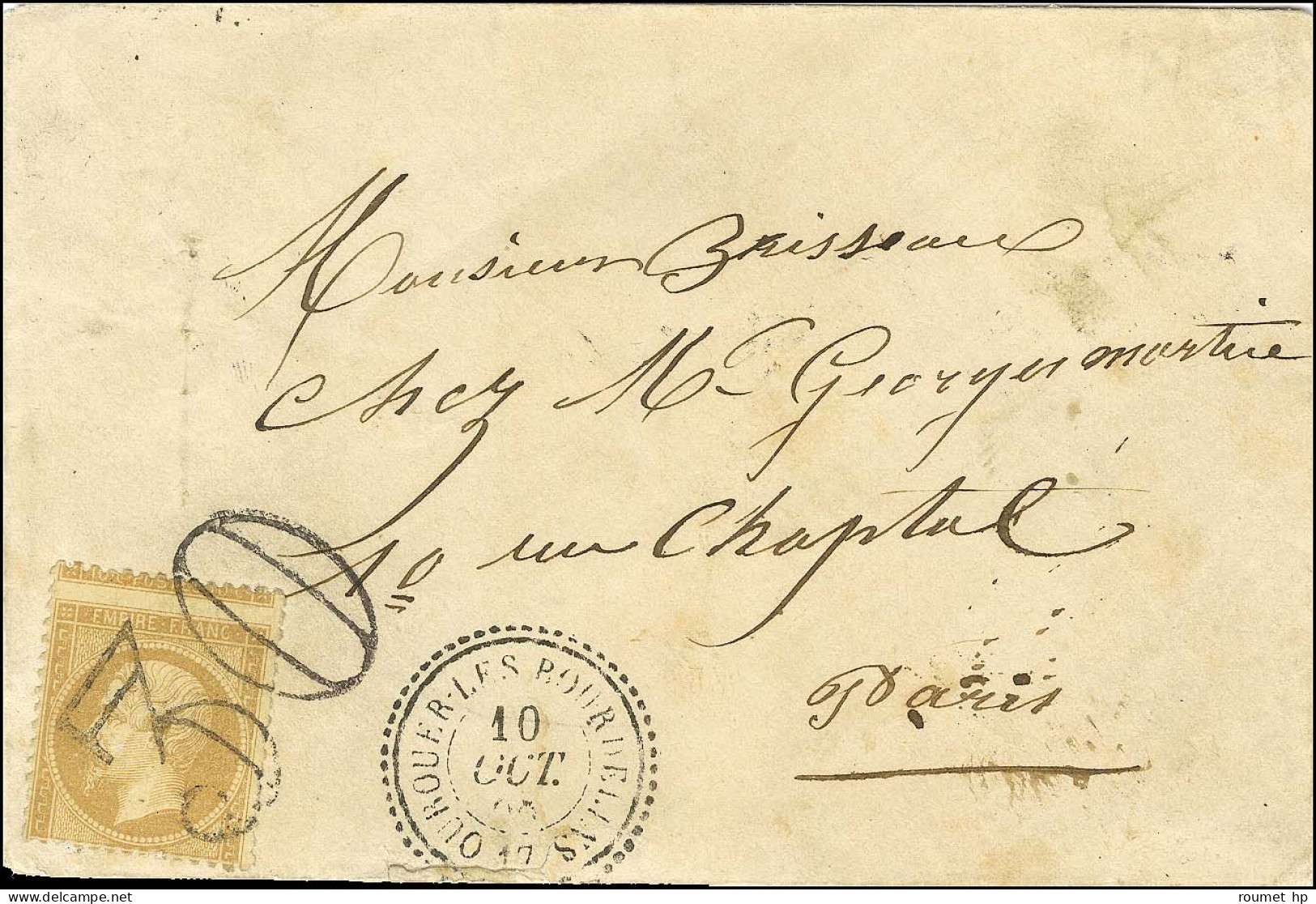 Taxe 30 DT / N° 21 Càd T 22 OUZOUER-LES-BOURSELINS (17) Sur Lettre Pour Paris. 1868. - SUP. - R. - 1862 Napoleon III