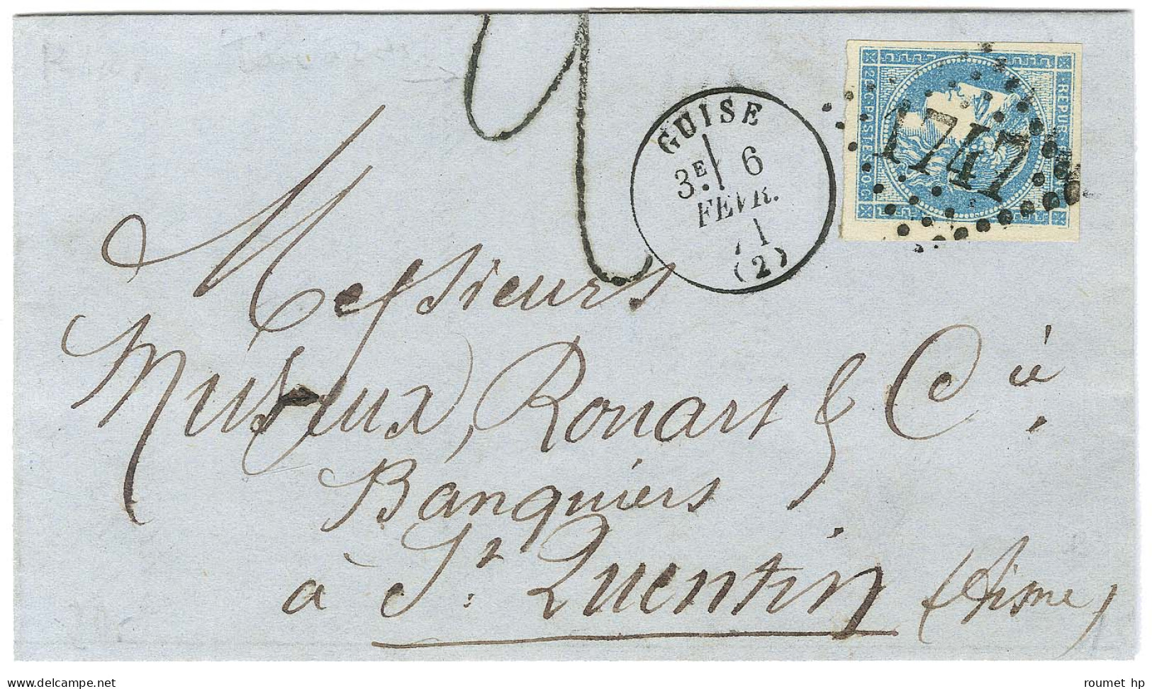 GC 1747 / N° 45 Belles Marges Càd T 16 GUISE (2) Sur Lettre Insuffisamment Affranchie Pour Saint Quentin. Au Recto, Taxe - 1870 Uitgave Van Bordeaux