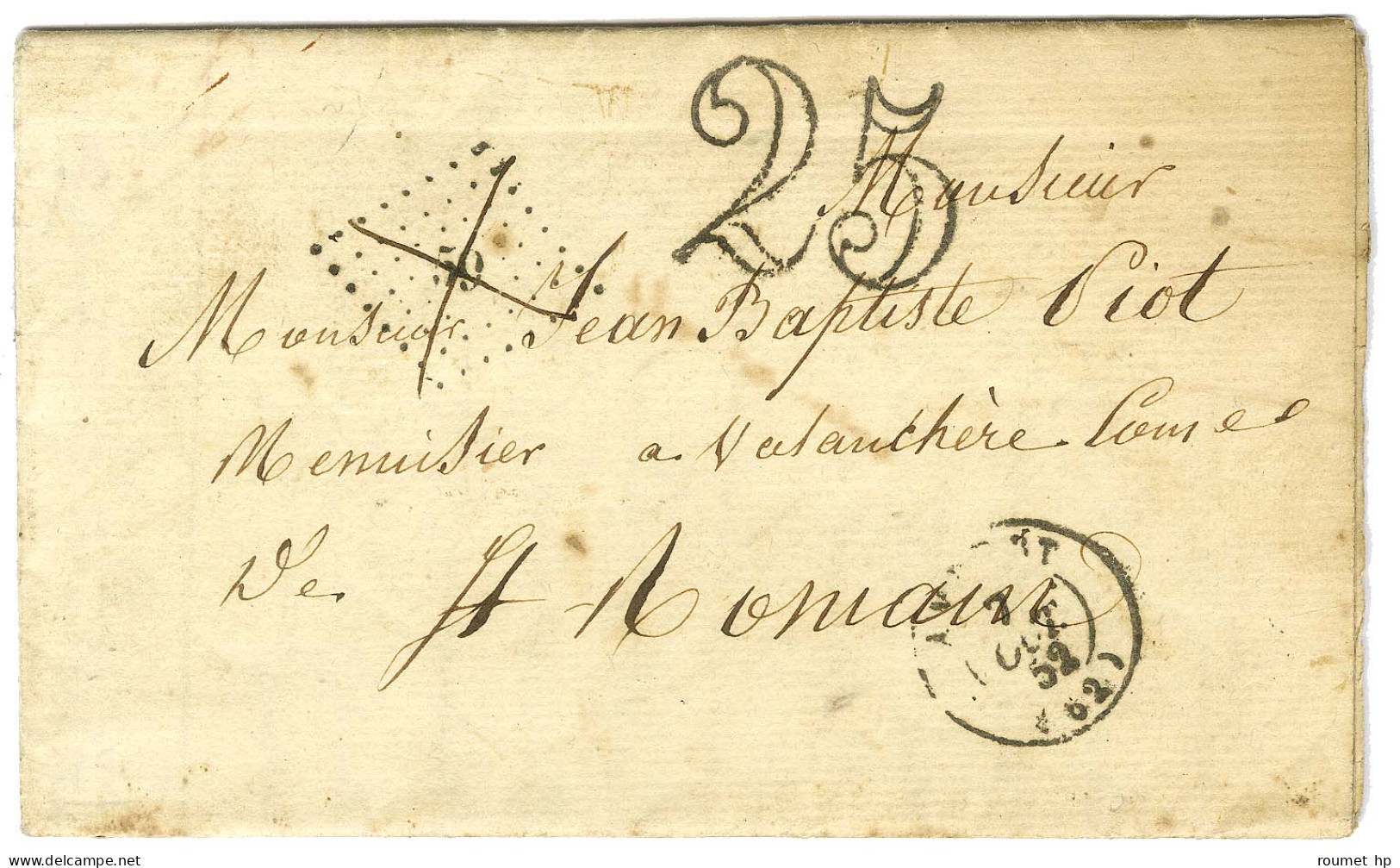 Càd T 15 AMBERT (62) Sur Lettre Pour Saint Romain. Au Recto, Empreinte Du PC 59 Annulé Plume Et Taxe 25 DT. 1852. - TB. - Other & Unclassified