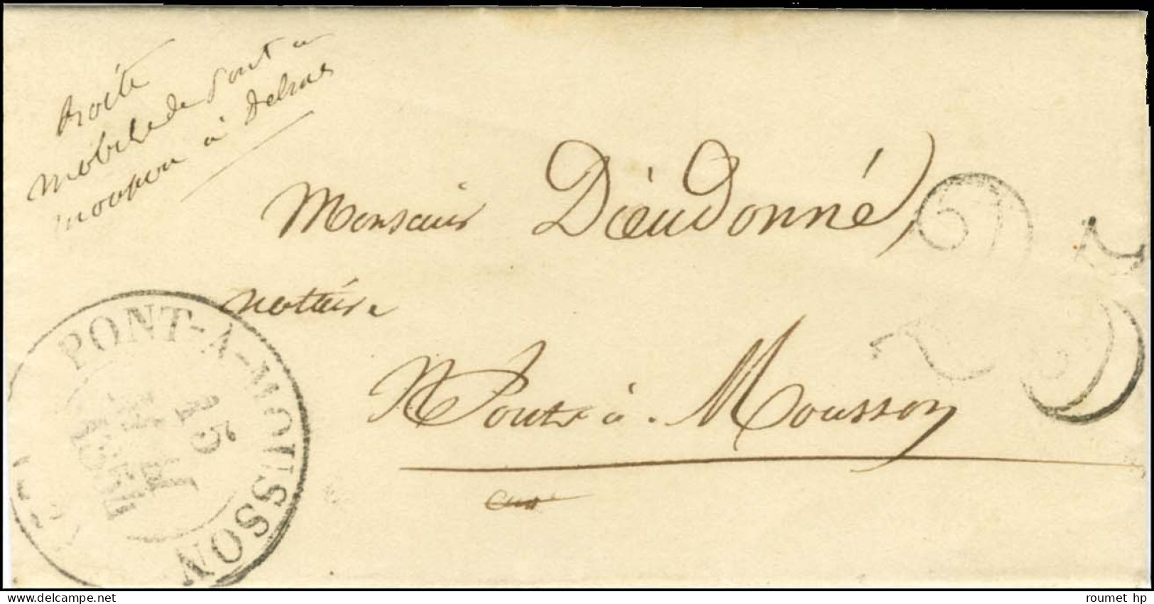 Càd T 13 PONT-A-MOUSSON (52) 15 MAI 1854 Sur Lettre De Pont à Mousson à Delme. Au Recto, Rare Mention Manuscrite '' Boit - Altri & Non Classificati