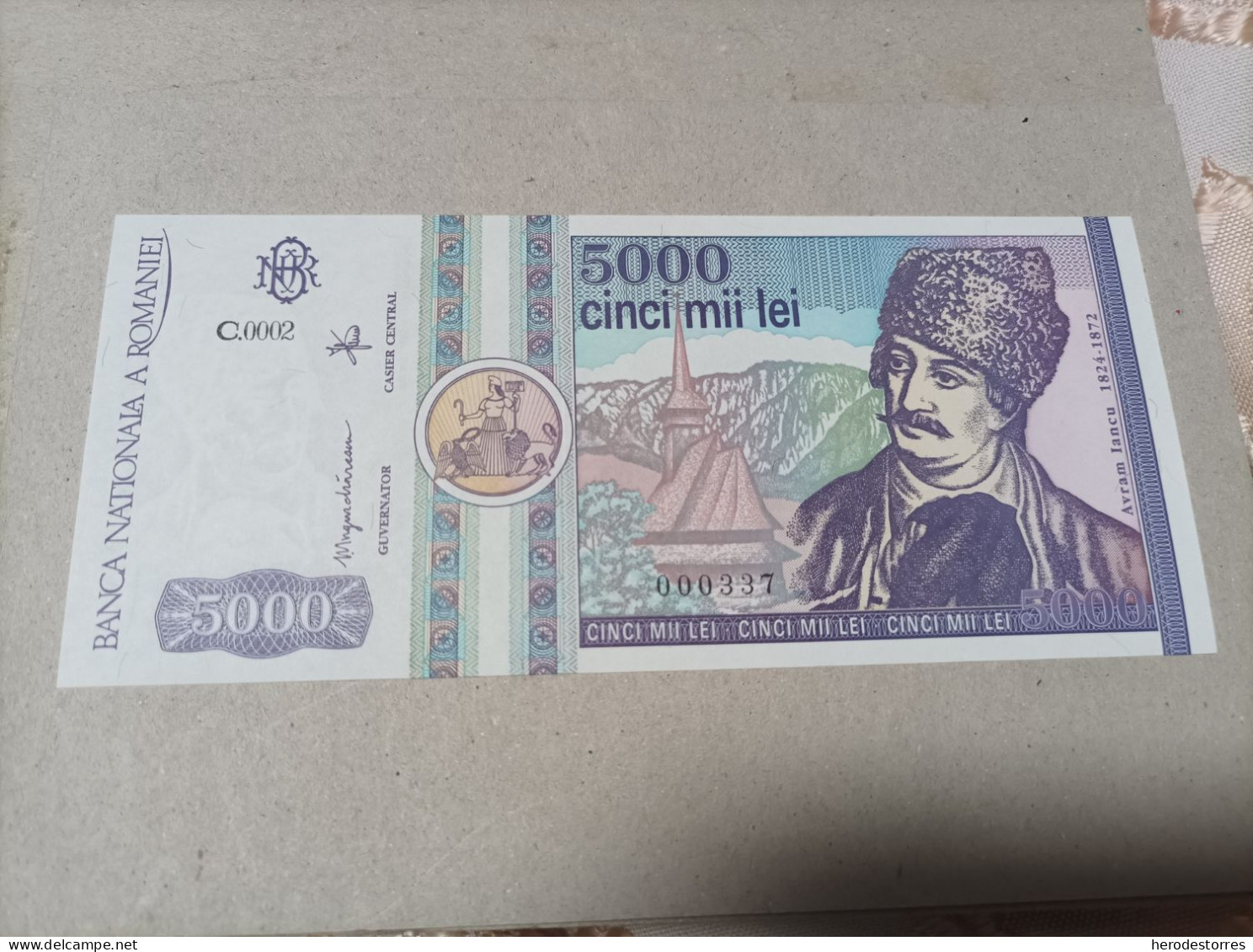 Billete De Rumania De 5000 Lei, Año 1992, Nº Bajisimo 000337, UNC - Rumänien