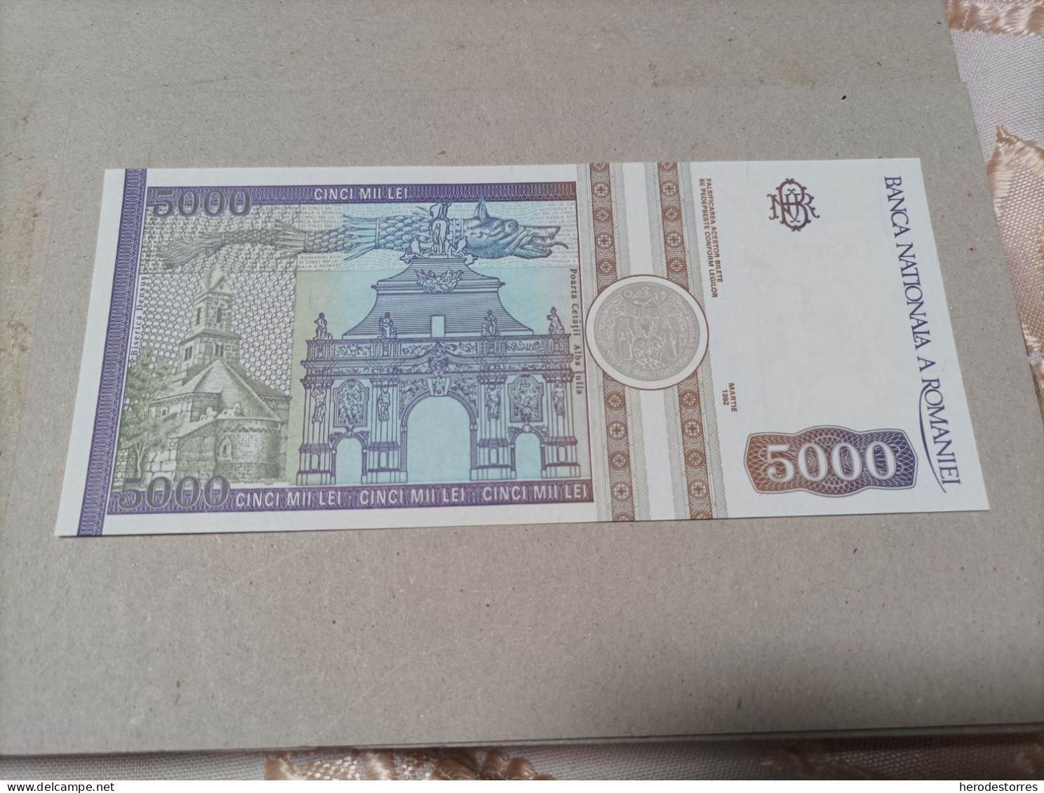 Billete De Rumania De 5000 Lei, Año 1992, Nº Bajisimo 000337, UNC - Roemenië