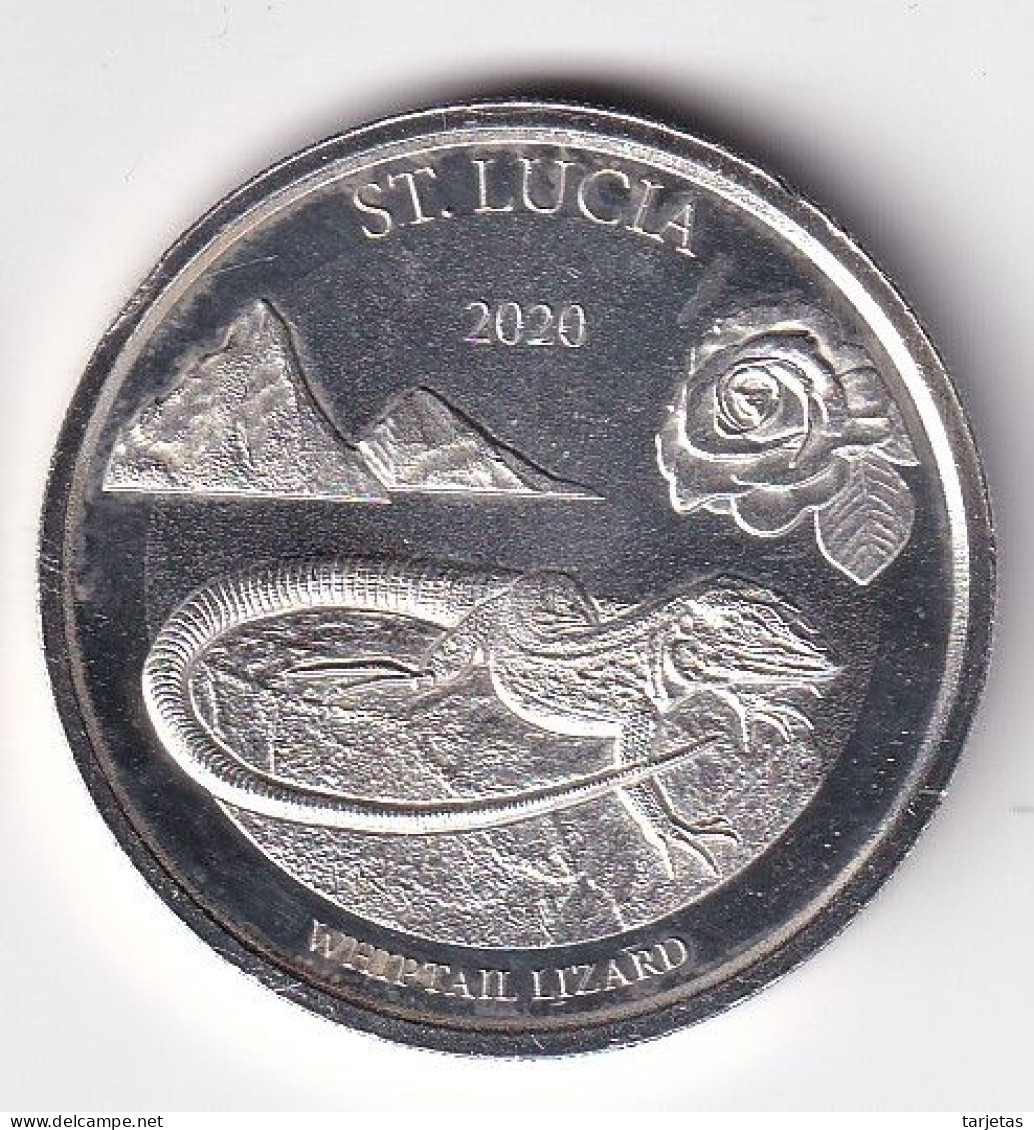 MONEDA DE PLATA DE ST. LUCIA DE 2 DOLLARS - 1 ONZA DEL AÑO 2020 LIZARD (SILVER-ARGENT) - Otros – América