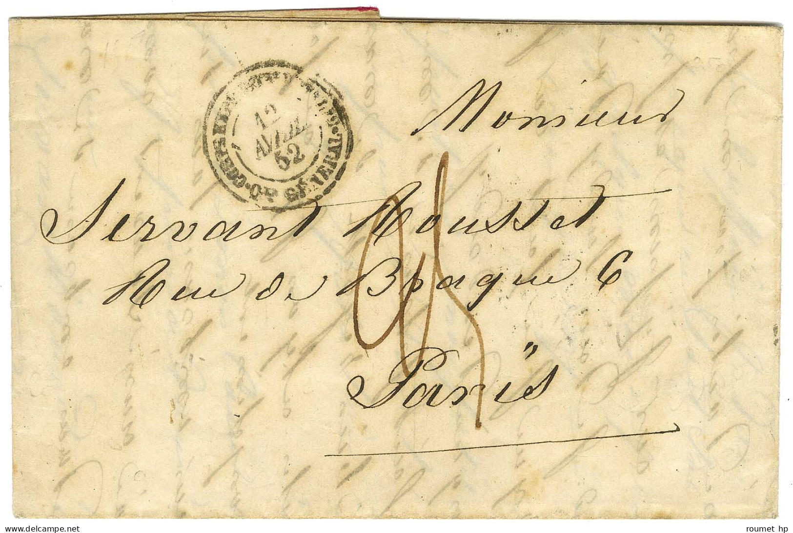 Càd CORPS EXPEDITre D'ITALIE / Qer GENERAL Taxe Manuscrite 25 Sur Lettre Avec Texte Pour Paris. 1852. - TB. - Armeestempel (vor 1900)