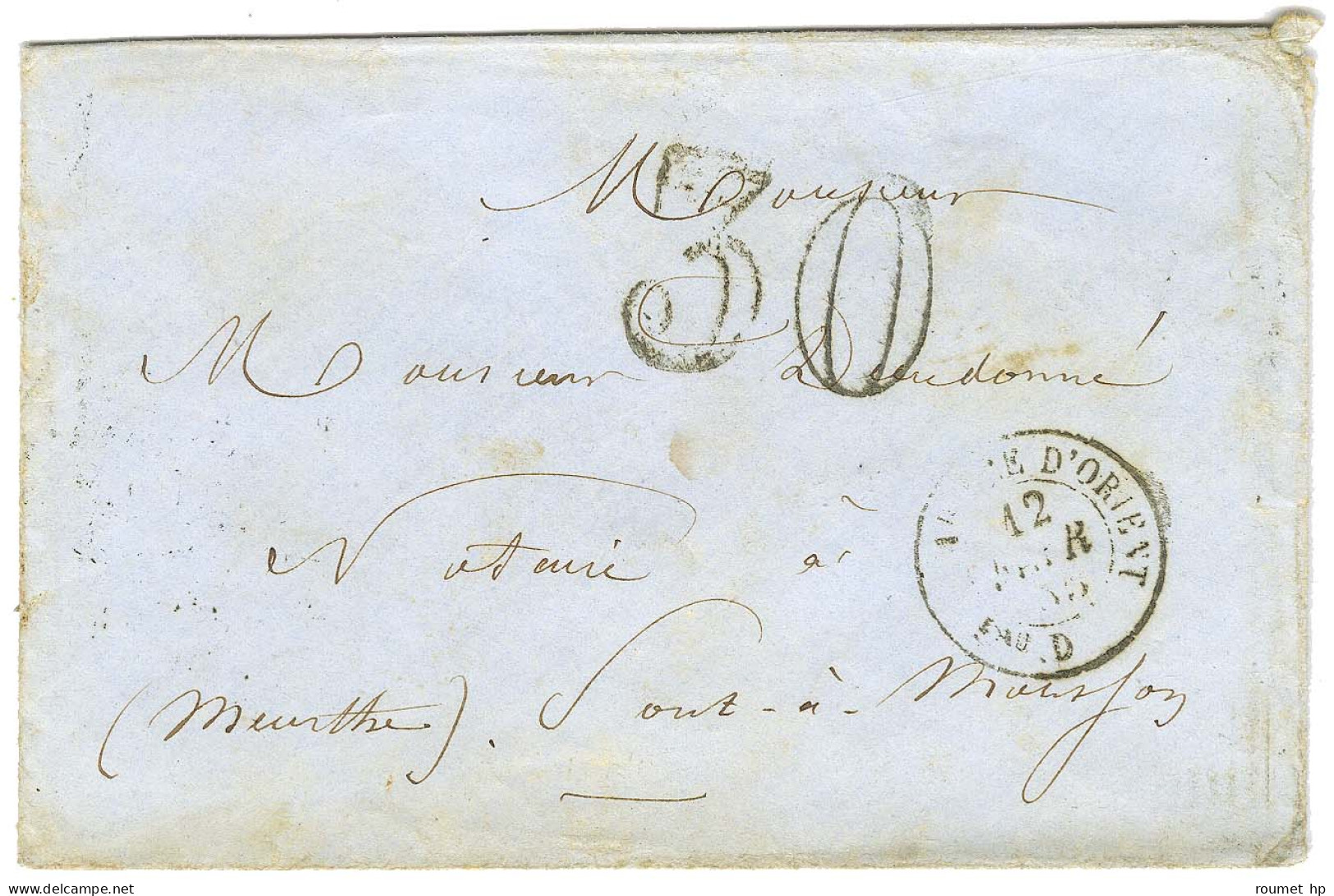 Càd ARMEE D'ORIENT / Bau D Taxe 30 DT Sur Lettre Pour Pont à Mousson. 1855. - TB. - Sellos De La Armada (antes De 1900)