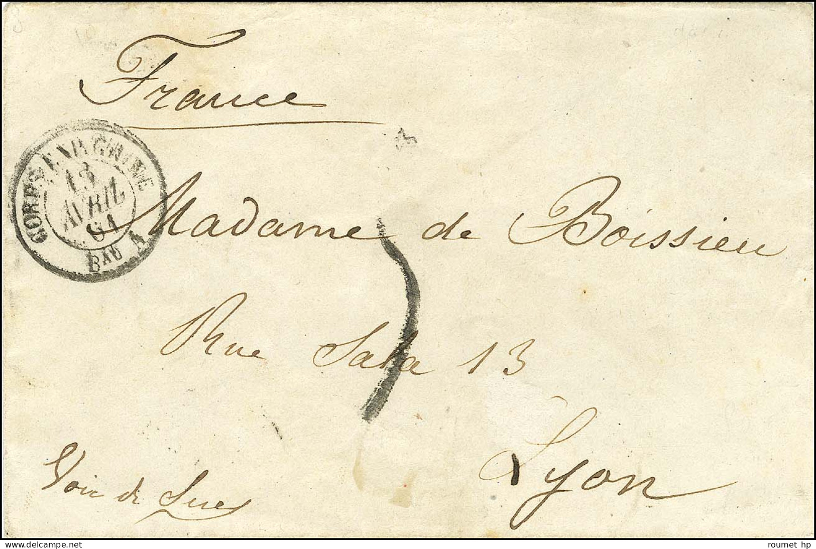 Càd CORPS EXP CHINE / Bau A 13 AVRIL 61 Taxe Tampon 5 Sur Lettre Pour Lyon. - TB / SUP. - R. - Army Postmarks (before 1900)