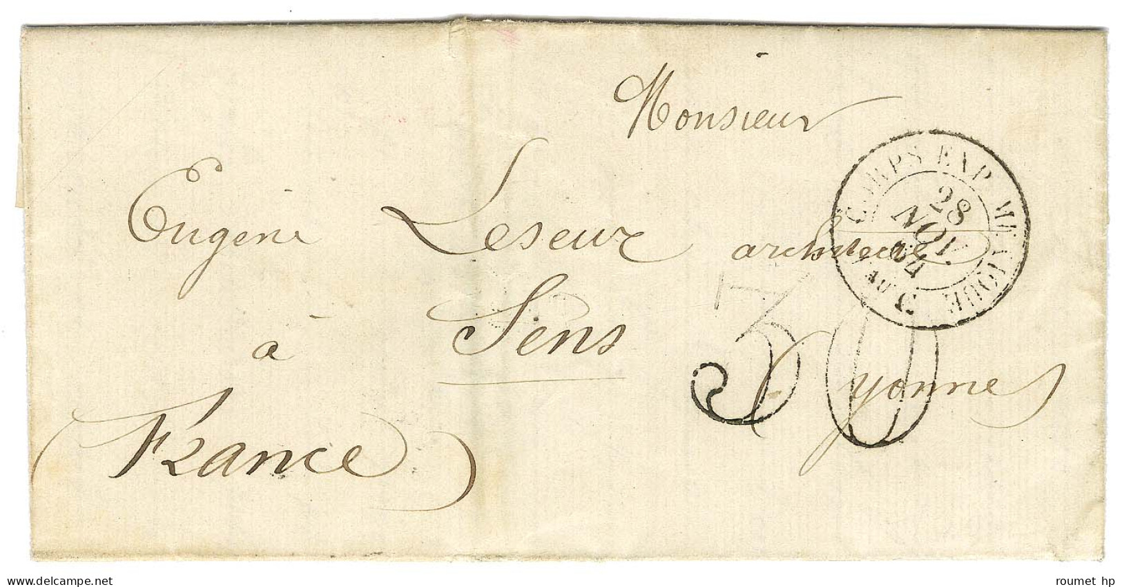 Càd CORPS EXP MEXIQUE / Bau C Taxe 30 DT Sur Lettre Avec Texte Daté Orizaba Le 29 Novembre 1864 Pour Sens. - TB / SUP. - Army Postmarks (before 1900)