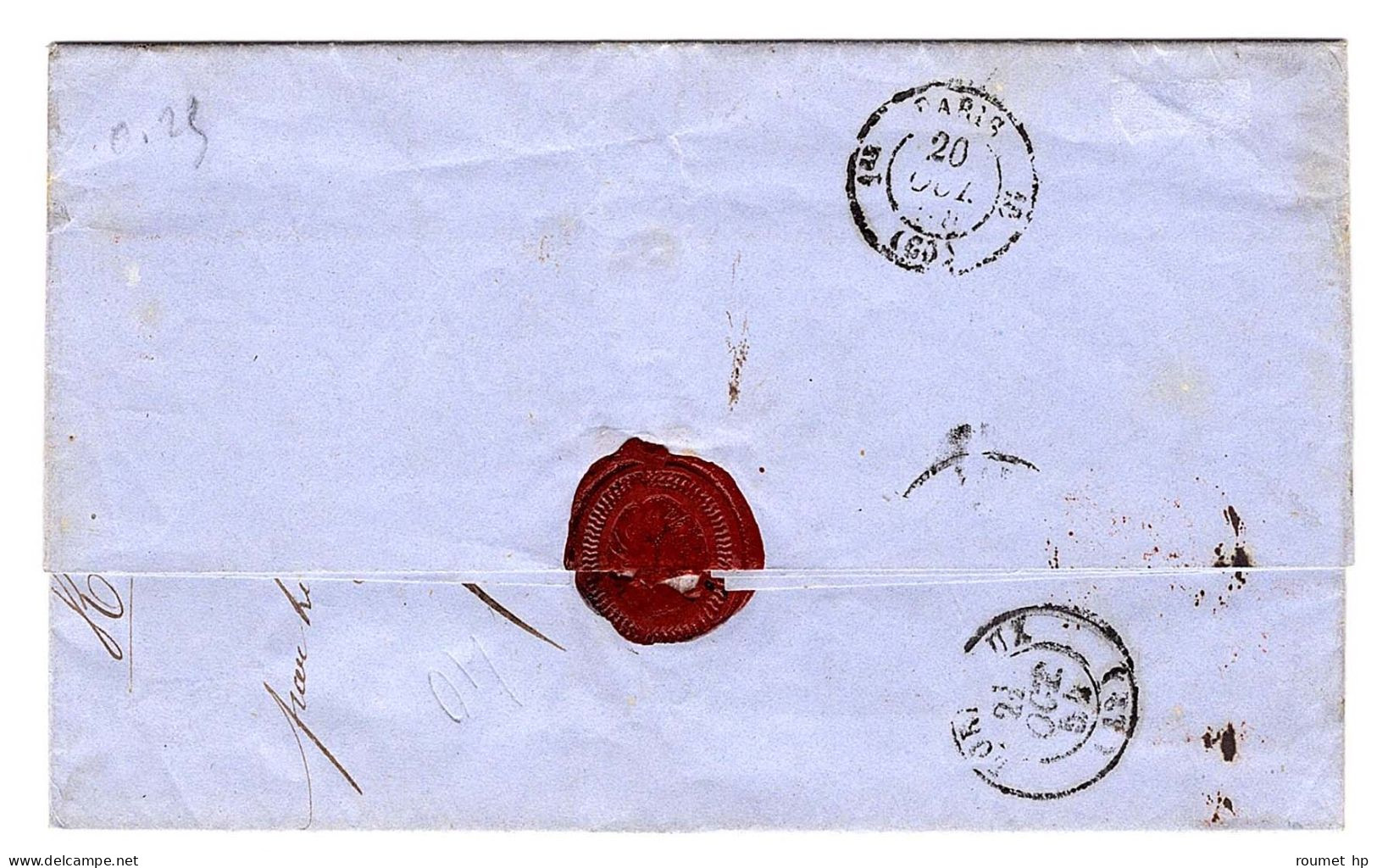 Lettre Avec Texte Daté De Saint Louis Du Sénégal Le 27 Août 1854 Pour Bordeaux. Au Recto, Càd D'entrée Rouge COLONIES FR - Entry Postmarks