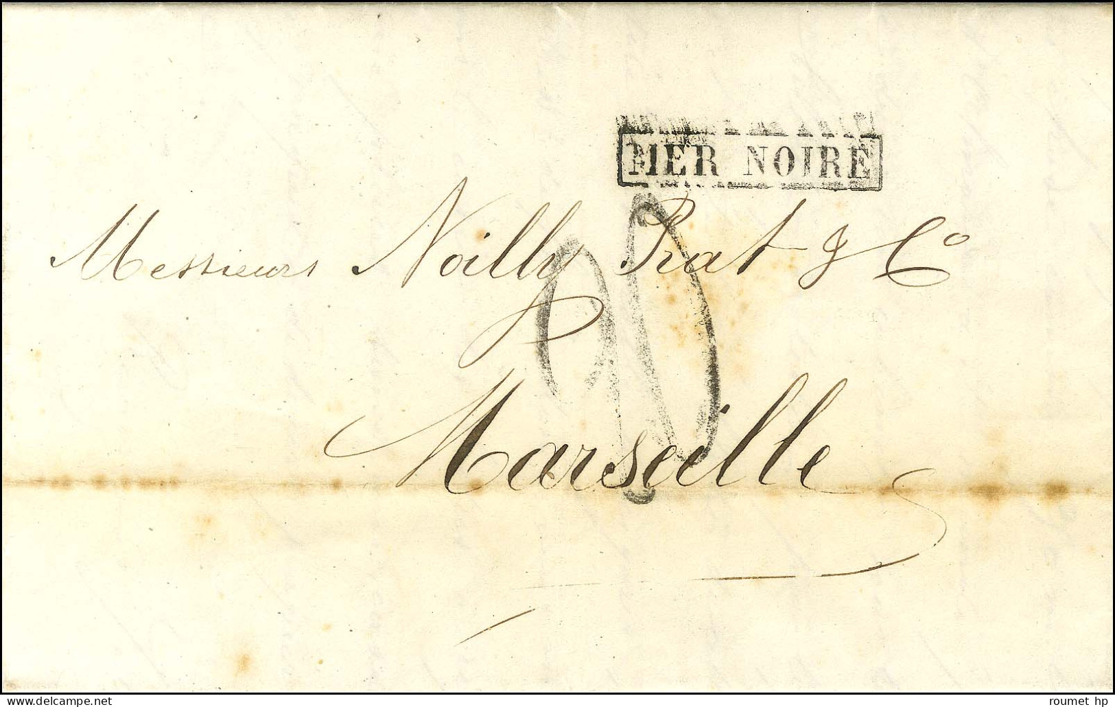 Lettre Avec Texte Daté De Kamiesch Le 2 Février 1856 Pour Marseille. Au Recto, Griffe Encadrée MER NOIRE, Taxe Tampon 20 - Marques D'entrées