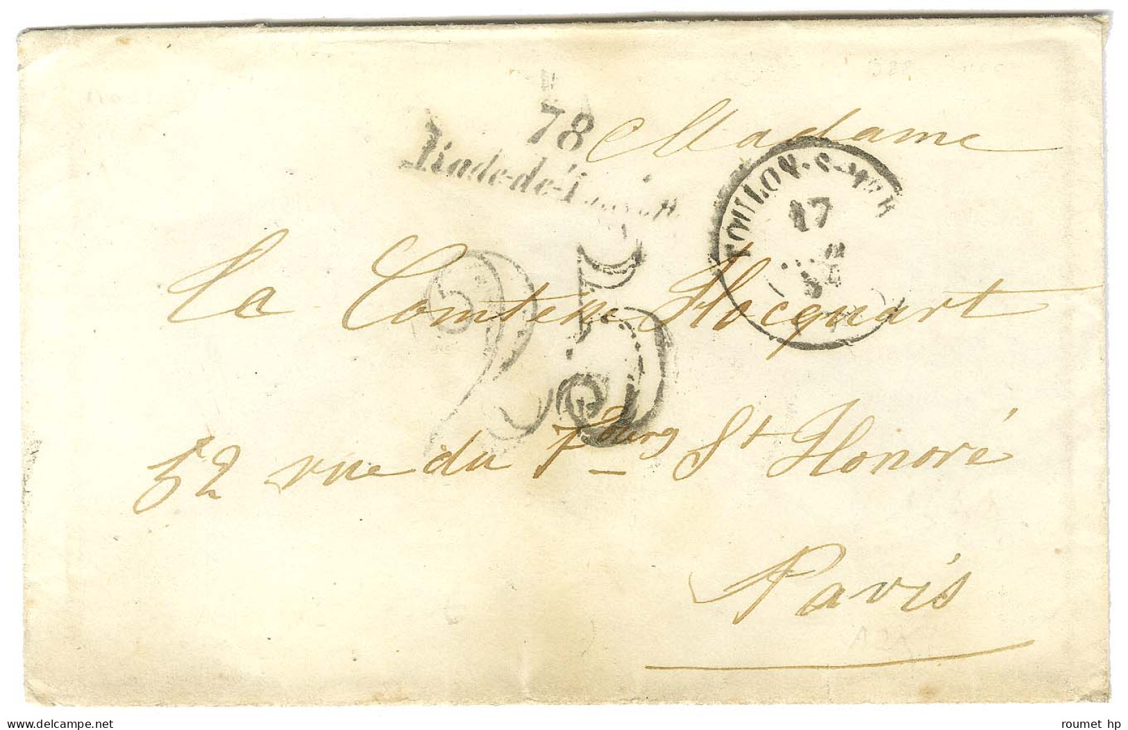 78 / Rade De Toulon Càd T 15 TOULON-S-MER (78), Taxe 25 DT Sur Lettre Pour Paris. 1851. - TB. - R. - Maritime Post