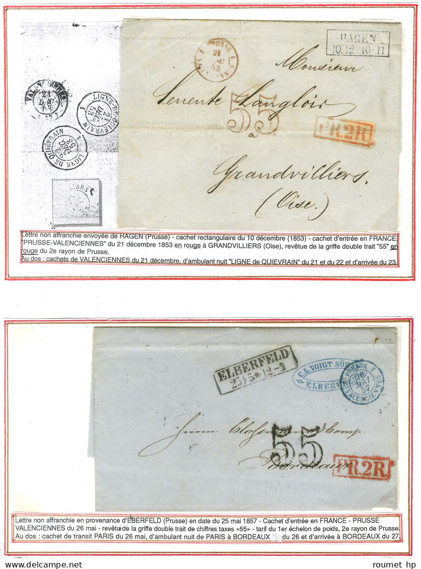 Lot De 2 Lettres De Prusse Pour La France Avec Taxes 55 DT Noire Et Rouge. - TB / SUP. - Sonstige & Ohne Zuordnung