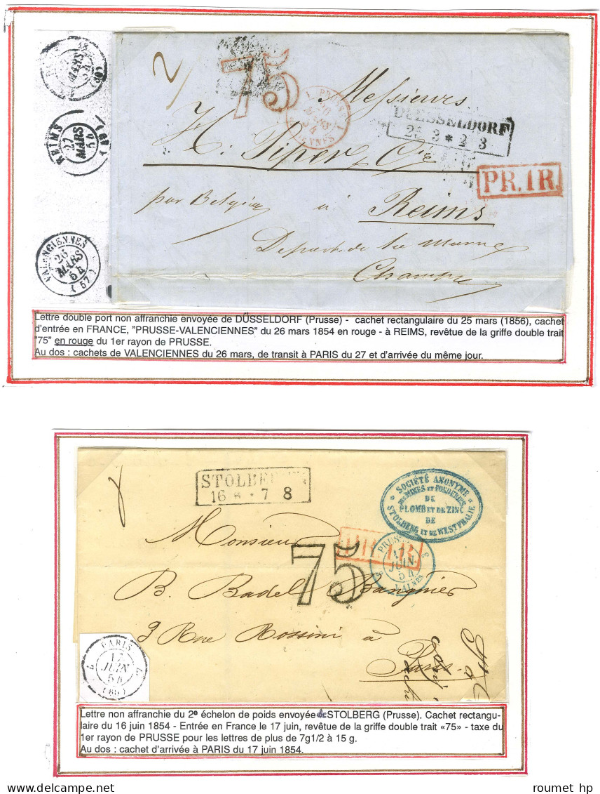 Lot De 2 Lettres De Prusse Pour La France Avec Taxes 75 DT Noire Et Rouge. - TB / SUP. - Other & Unclassified