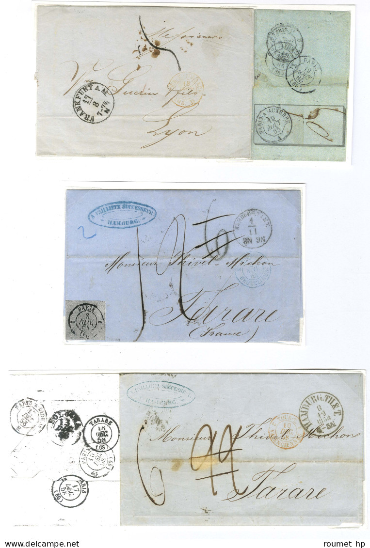 Lot De 3 Lettres De Hambourg Et Francfort Pour La France Avec Diverses Taxes. - TB. - Andere & Zonder Classificatie