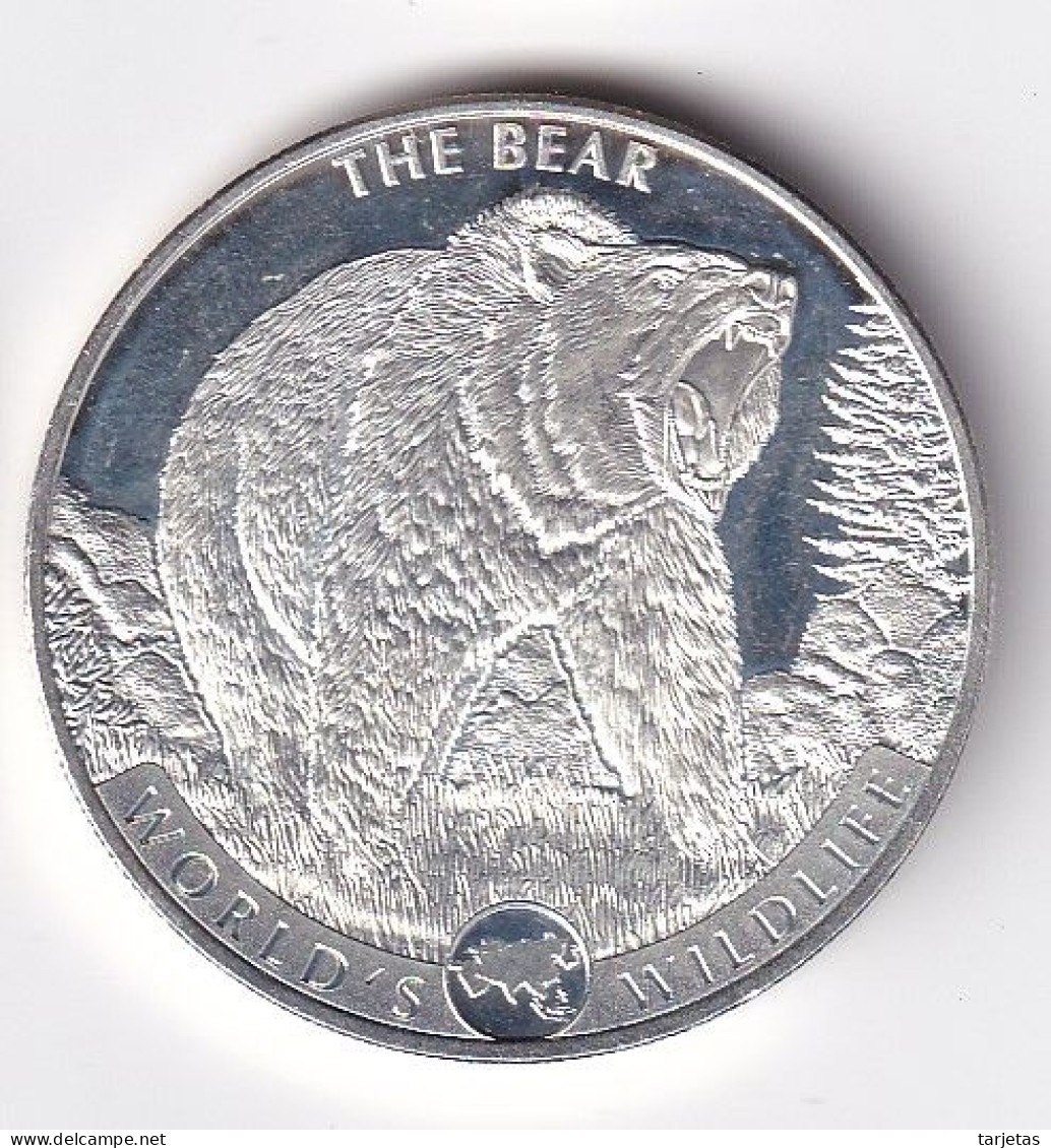 MONEDA DE REPUBLICA DEMOCRATICA DEL CONGO DE 1 ONZA DE 20 FRANCS DEL AÑO 2022 (COIN) OSO - BEAR - Congo (República Democrática 1998)