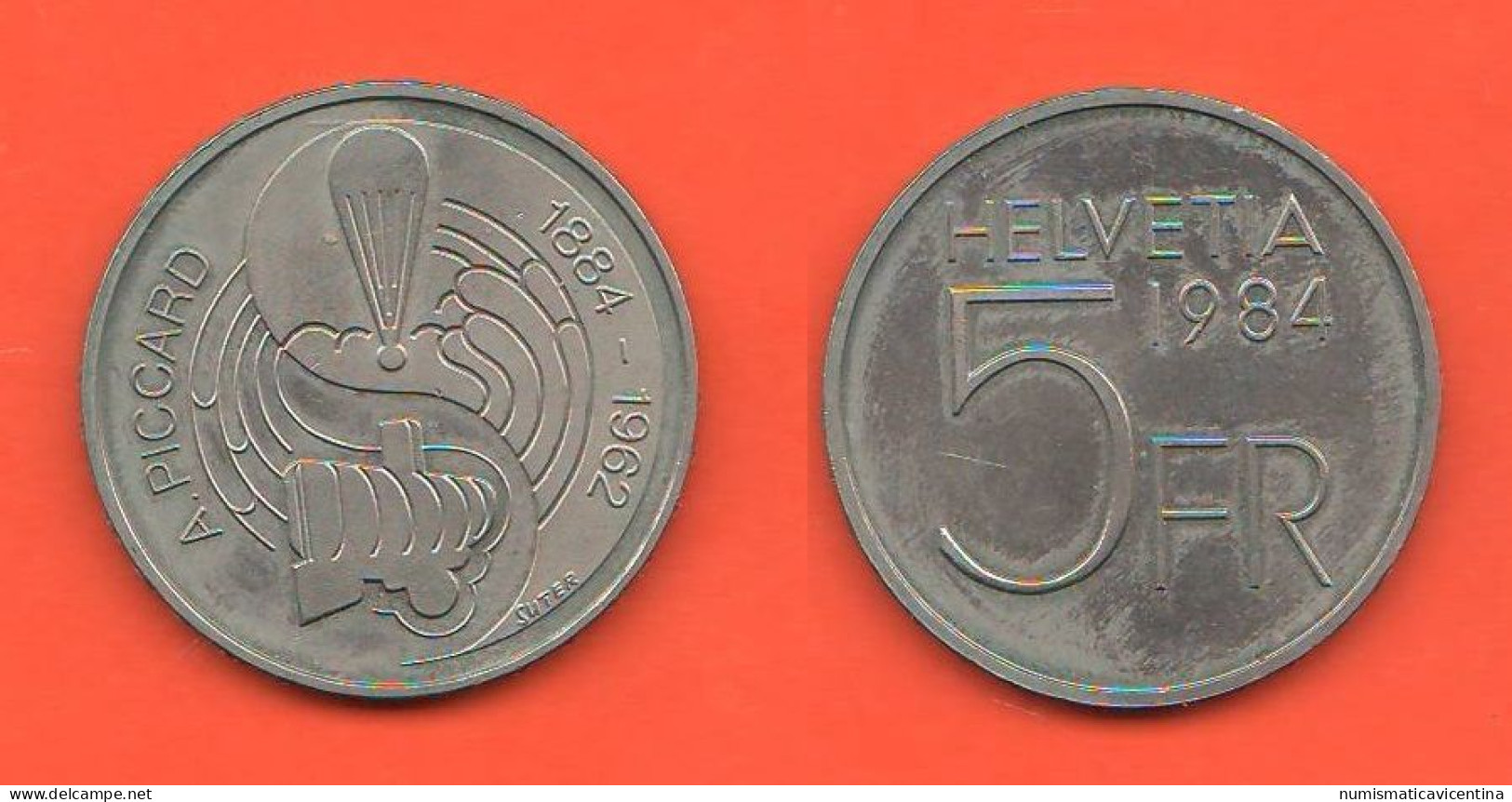 Suisse 5 Francs 1984 Birth Auguste Piccard Helvetia Switzerland Svizzera 5 Franchi 1984 Tipological Nickel Coin - Gedenkmünzen