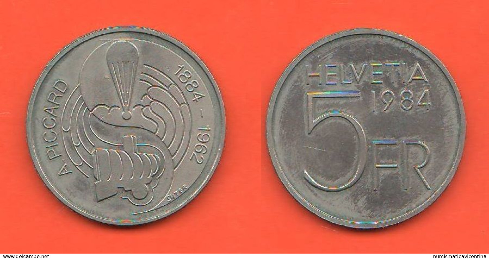 Suisse 5 Francs 1984 Birth Auguste Piccard Helvetia Switzerland Svizzera 5 Franchi 1984 Tipological Nickel Coin - Pièces Commémoratives