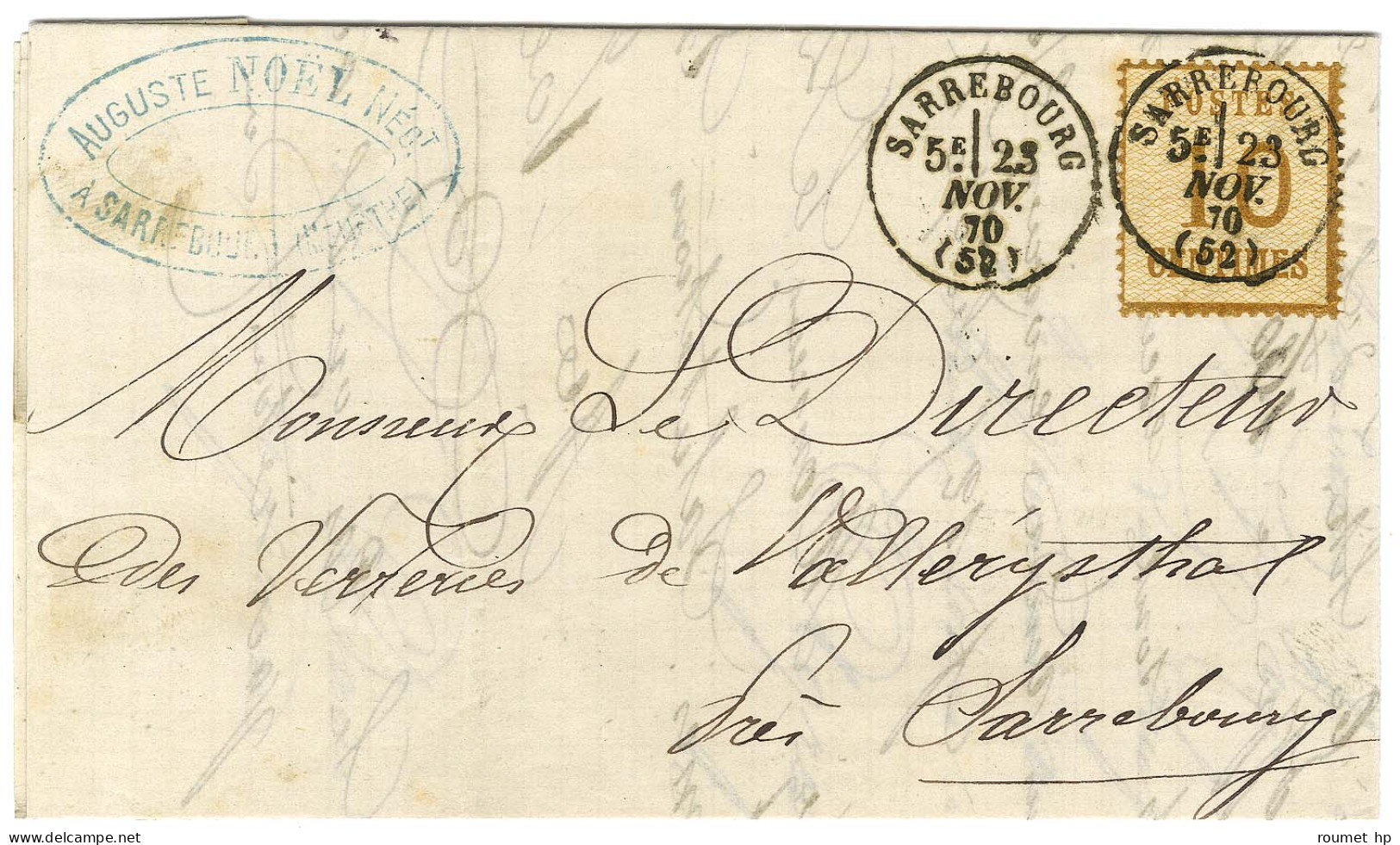 Càd T 16 SARREBOURG (52) / Alsace N° 5 Sur Lettre Pour Vallerysthal. 1870. - SUP. - R. - Lettres & Documents