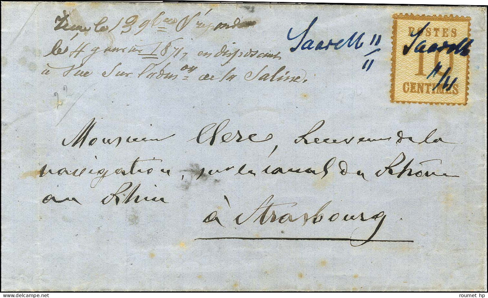 '' Saarelb 11 / 11 '' / Als. N° 5 Sur Lettre Pour Strasbourg. 1870. - TB / SUP. - R. - Covers & Documents