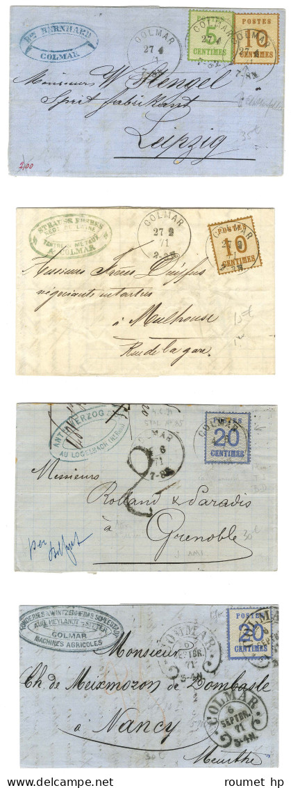 Lot De 4 Lettres Affranchies Avec Càd COLMAR. 1871. - TB / SUP. - Brieven En Documenten