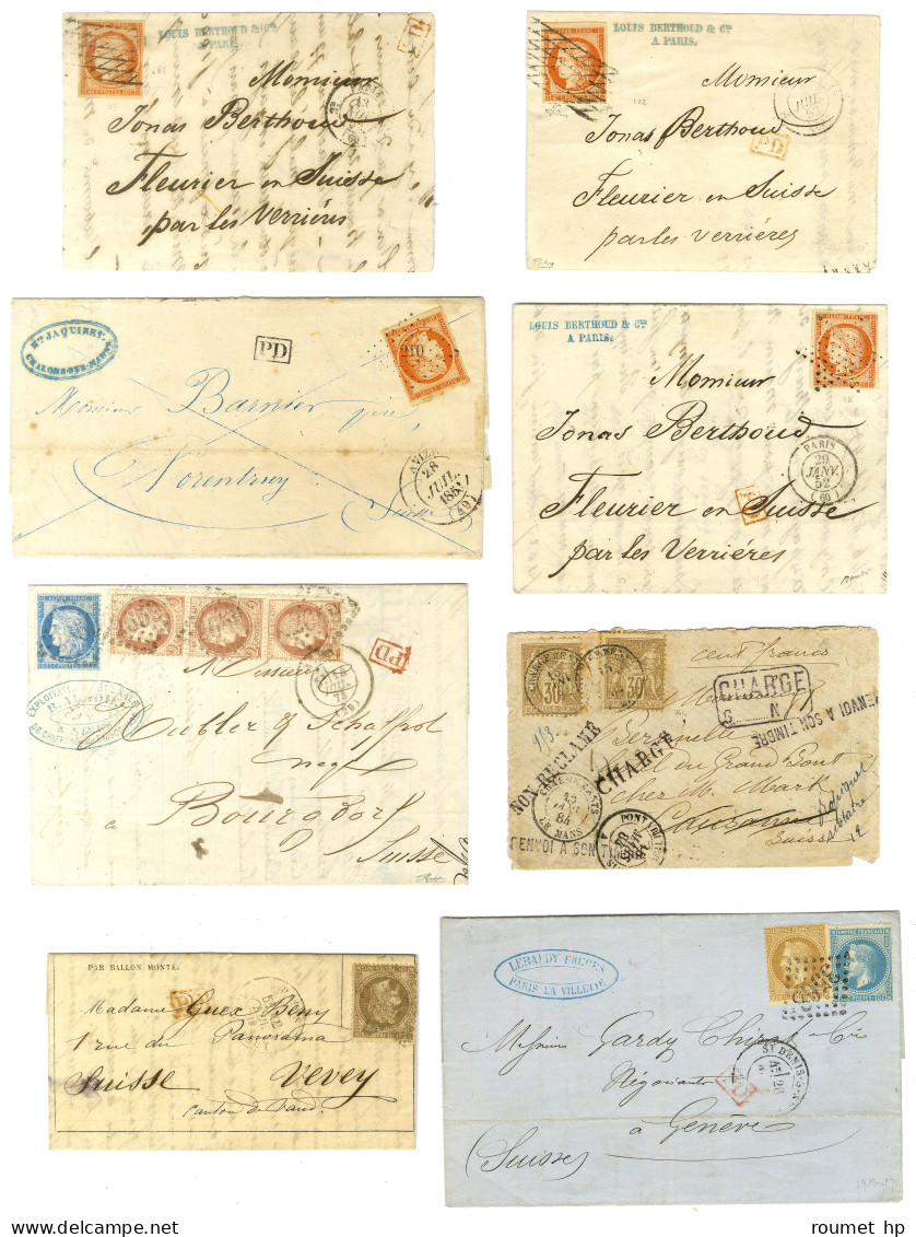 Lot De 8 Lettres Affranchies Pour La Suisse. - TB. - Collections