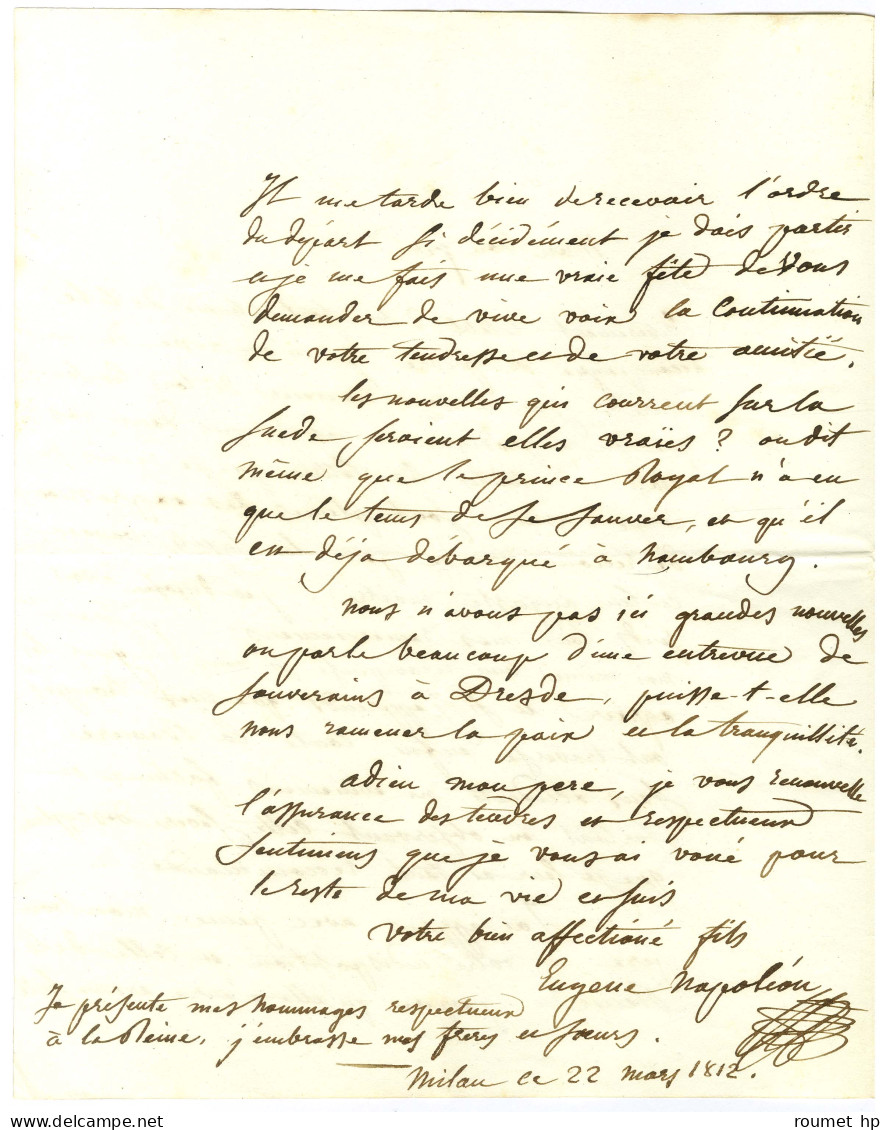 BEAUHARNAIS Eugène De (1781-1824), Fils De Joséphine Et D'Alexandre De Beauharnais, Vice-roi D'Italie. - Andere & Zonder Classificatie